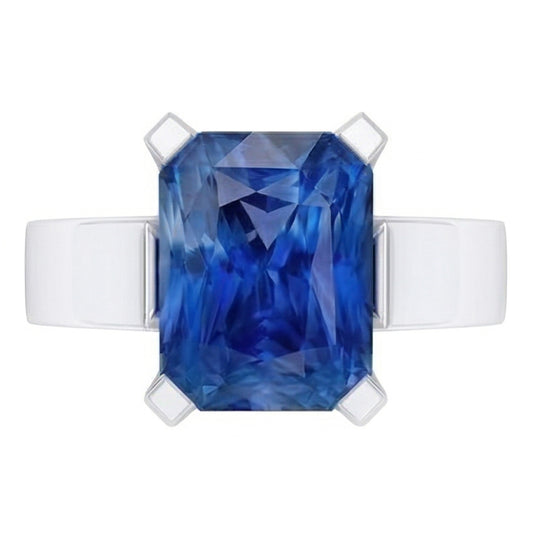Bague Femme Solitaire Pierre Saphir Bleu Tension Style 1.50 Carats
