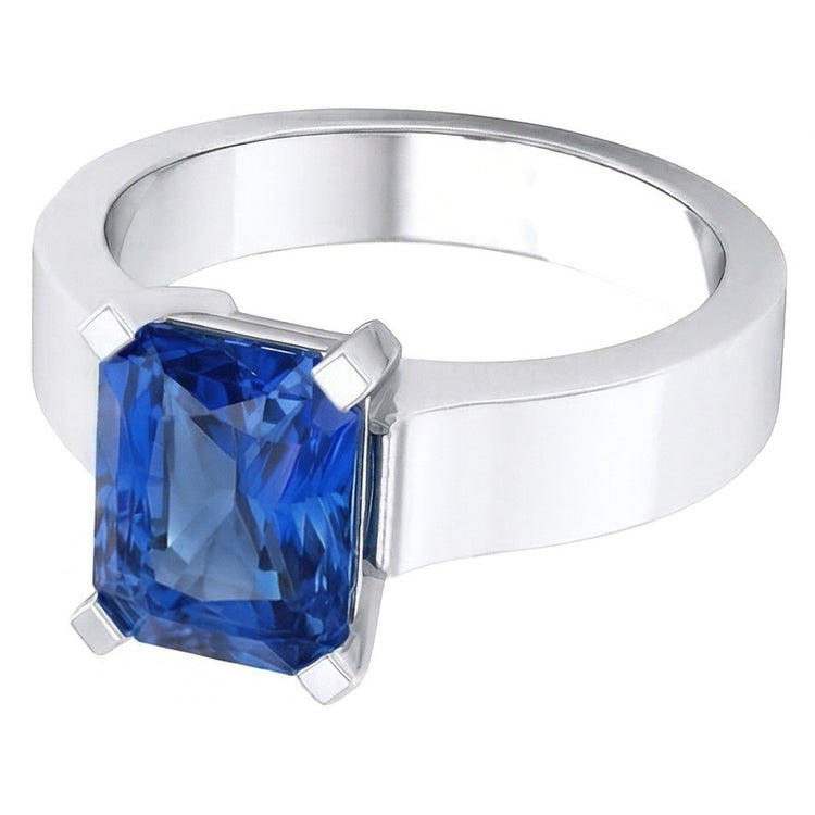 Bague Femme Solitaire Pierre Saphir Bleu Tension Style 1.50 Carats