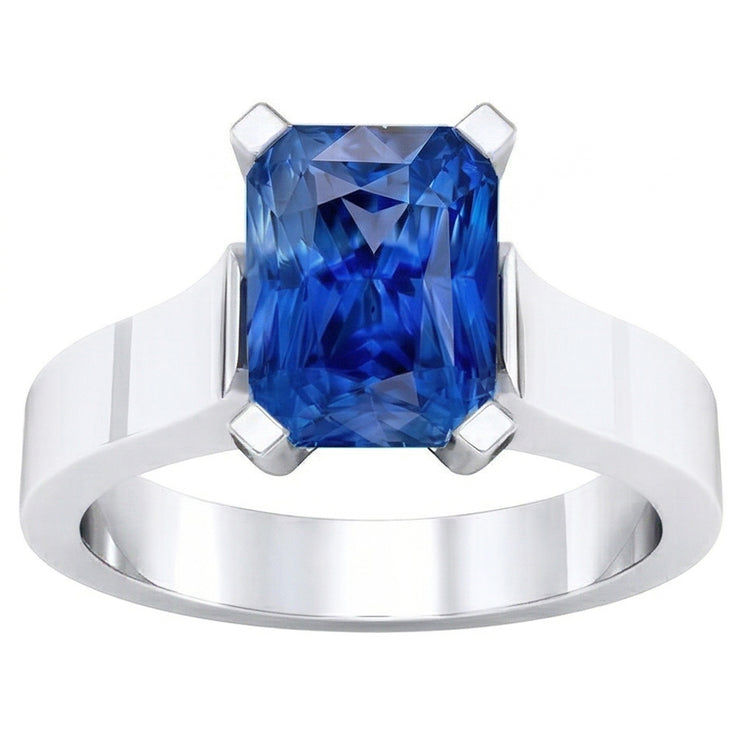 Bague Femme Solitaire Pierre Saphir Bleu Tension Style 1.50 Carats