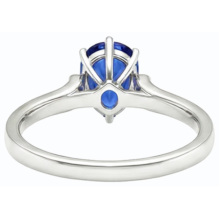 Bague Femme Solitaire Poire Sri Lanka Saphir Or Blanc 2 Carats