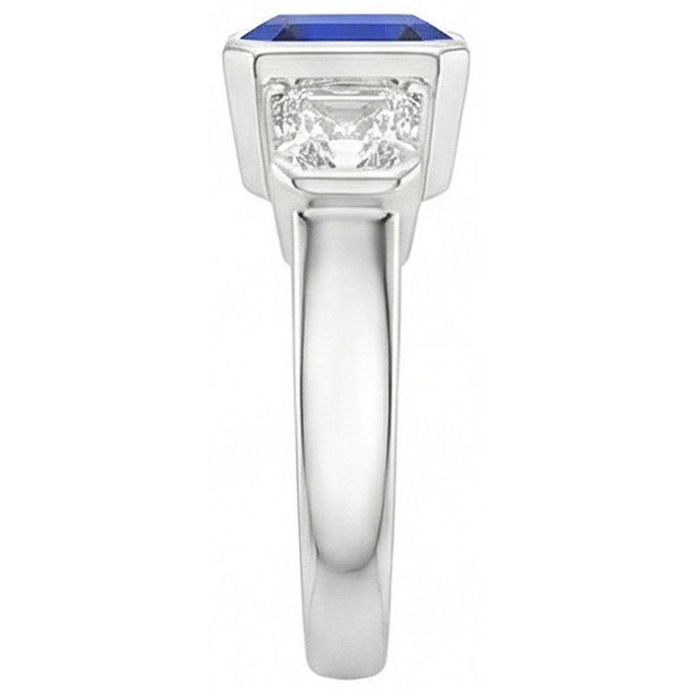 naturel asscher saphir 2carats bague vue de dessus