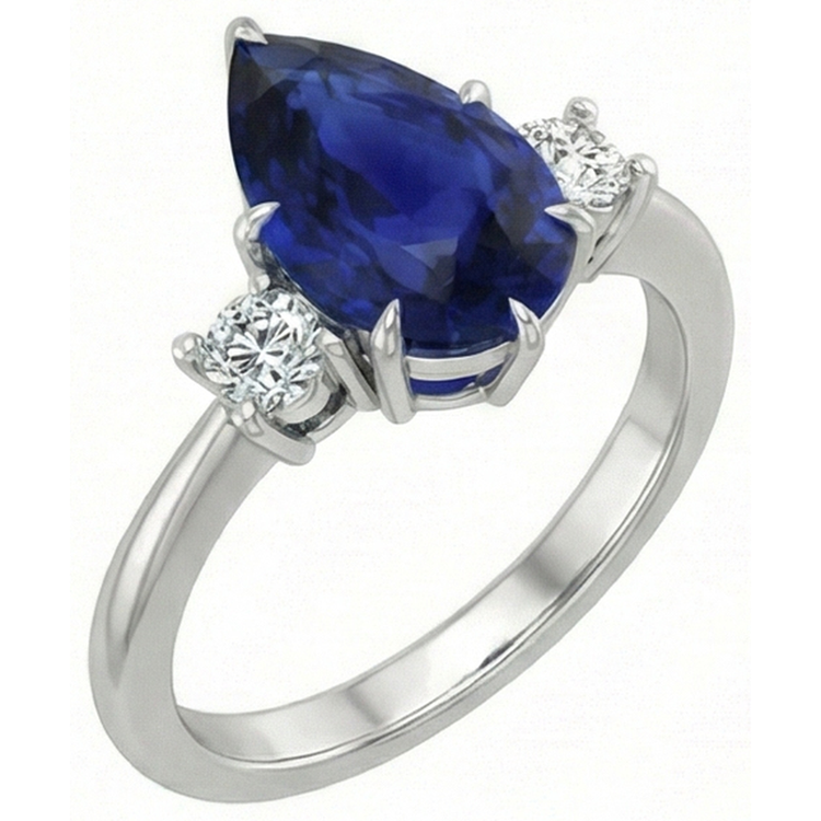 naturel pear diamant 4carats bague vue de dessus
