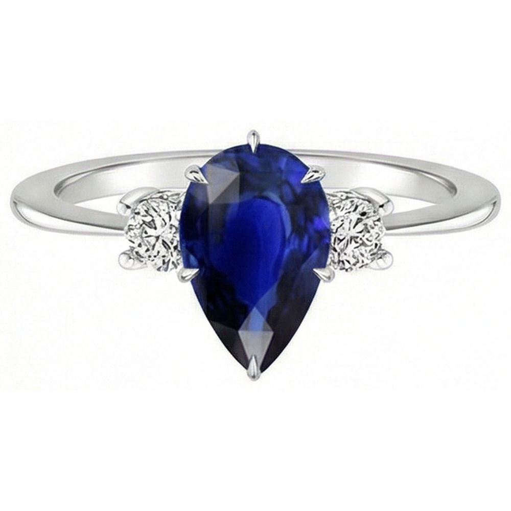 naturel pear diamant 4carats bague vue de profil