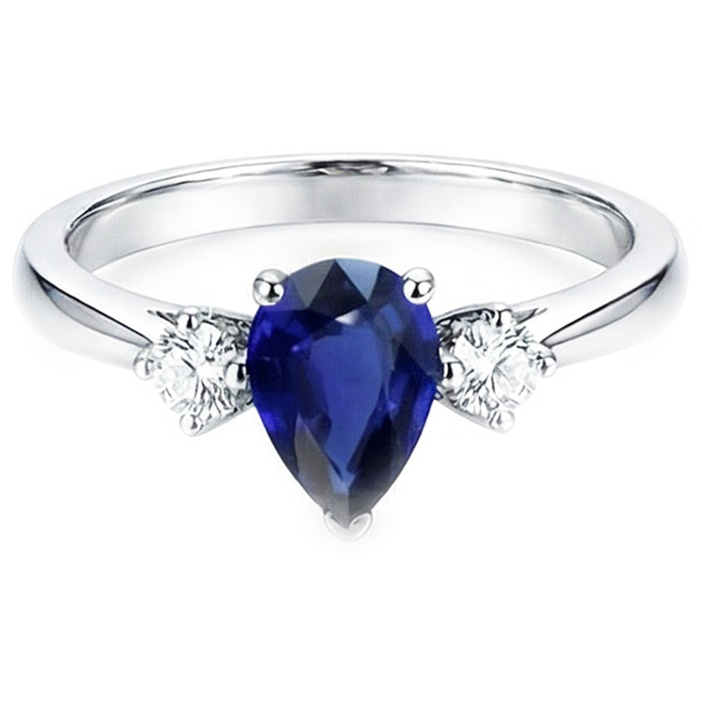 naturel pear diamant 2.50carats bague vue de face