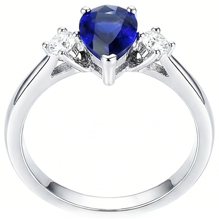 naturel pear diamant 2.50carats bague angle de côté