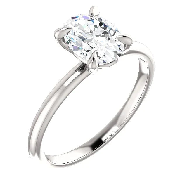 Bague Fine En Réel Diamant Ovale De 2,5 Carats