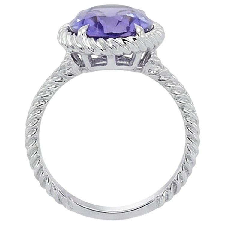 Bague Grand Solitaire Ovale Tanzanite 2.50 Carats Sertie De Griffes Or Blanc 14K
