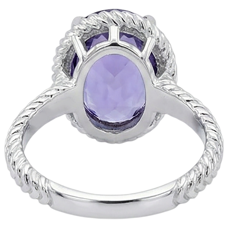 Bague Grand Solitaire Ovale Tanzanite 2.50 Carats Sertie De Griffes Or Blanc 14K