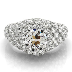 Bague Grappe De Réel Diamants Taille Ancienne Mine Or 6.50 Carats Bijoux Pour Femmes