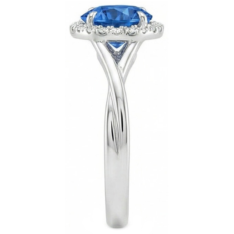 Bague Griffes d'Aigle Saphir Bleu Et Diamant Naturels Extraits des Mines ( et non cultivés en laboratoire ) Or Blanc 2.40 Carats 14K