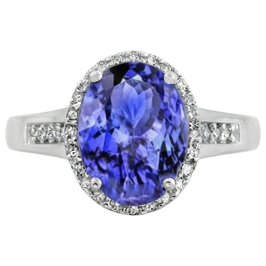 naturel oval tanzanite 5.75carats bague angle de côté