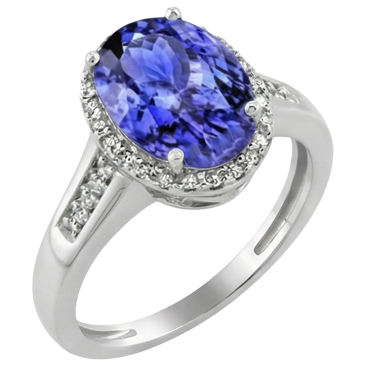 naturel oval tanzanite 5.75carats bague détail rapproché