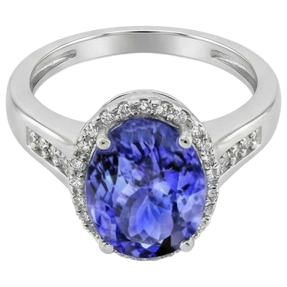 naturel oval tanzanite 5.75carats bague vue de profil