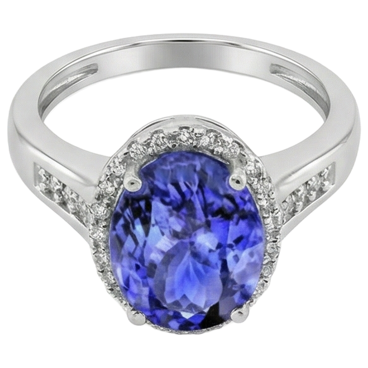 naturel oval tanzanite 5.75carats bague vue de profil