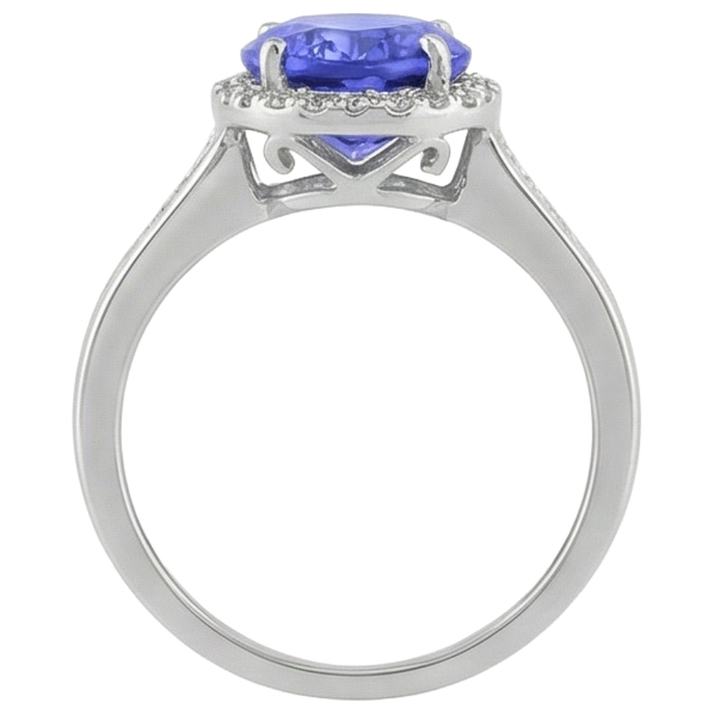 naturel oval tanzanite 5.75carats bague avec accents diamants