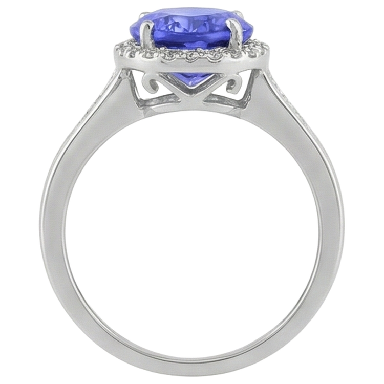 naturel oval tanzanite 5.75carats bague avec accents diamants