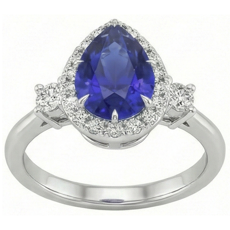 naturel pear diamant 5carats bague vue de dessus