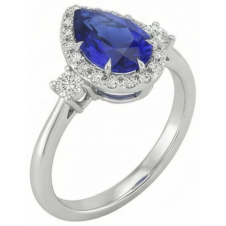 naturel pear diamant 5carats bague vue de profil