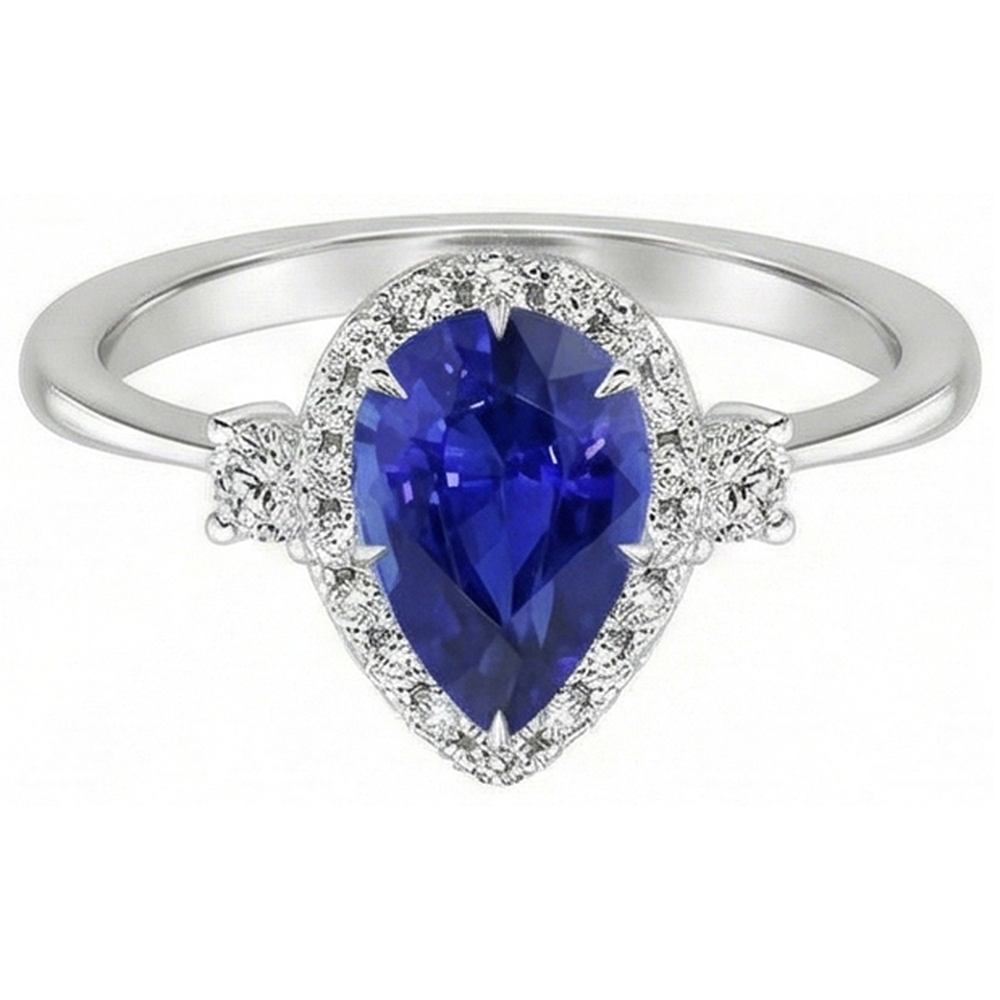 naturel pear diamant 5carats bague détail rapproché