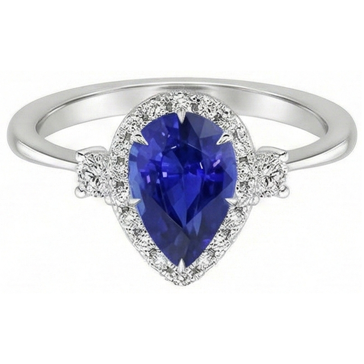 naturel pear diamant 5carats bague détail rapproché