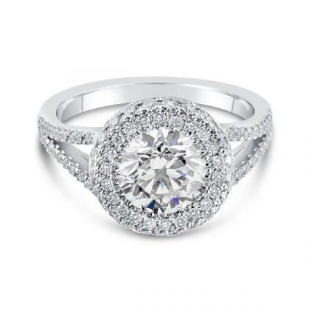 Bague Halo 3.00 Carats Réel Diamants Or Blanc
