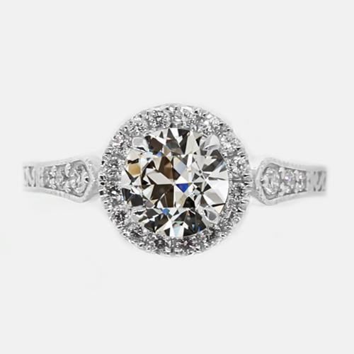 Bague Halo Ancienne Mine Cut Réel Diamond Avec Accents 2.75 Carats Style Vintage