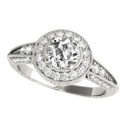 Bague Halo Ancienne Mine Cut Véritable Diamants Ronds Tige Millgrain 4.50 Carats