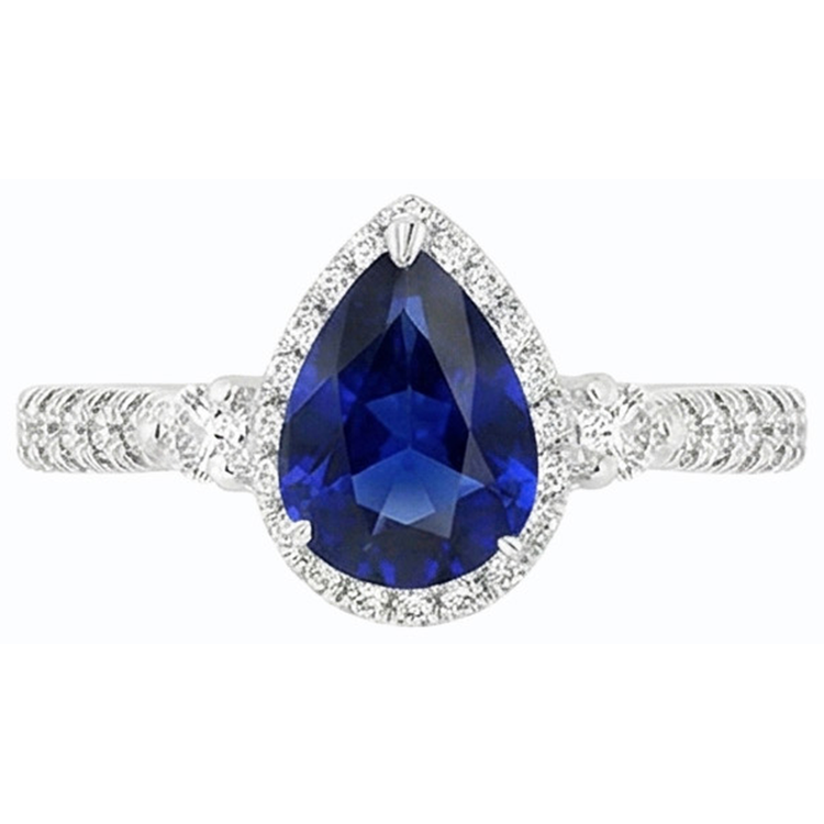 Bague Halo Anniversaire Ceylan Saphir & Diamants Bijoux 5 Carats