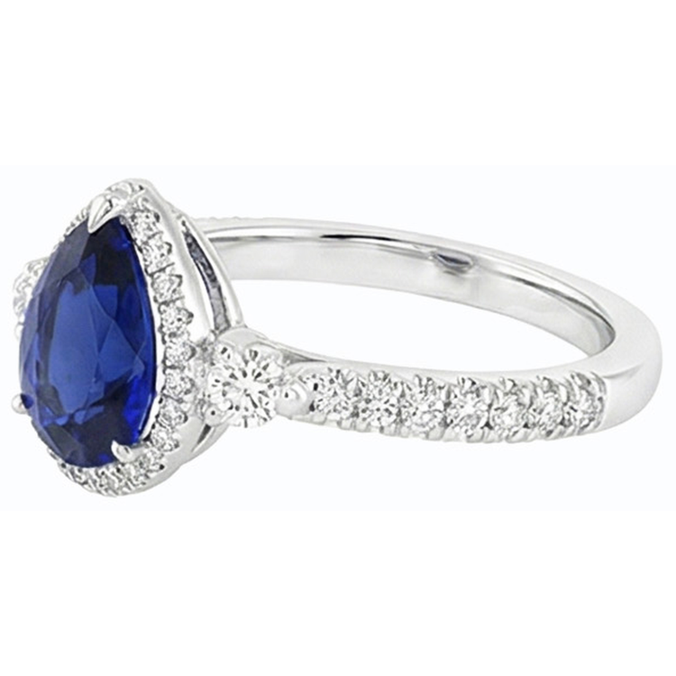 Bague Halo Anniversaire Ceylan Saphir & Diamants Bijoux 5 Carats