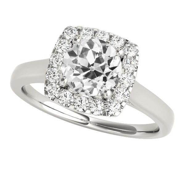 Bague Halo Anniversaire Femme Ronde Vieux Mineur Naturel Diamants 3.75 Carats