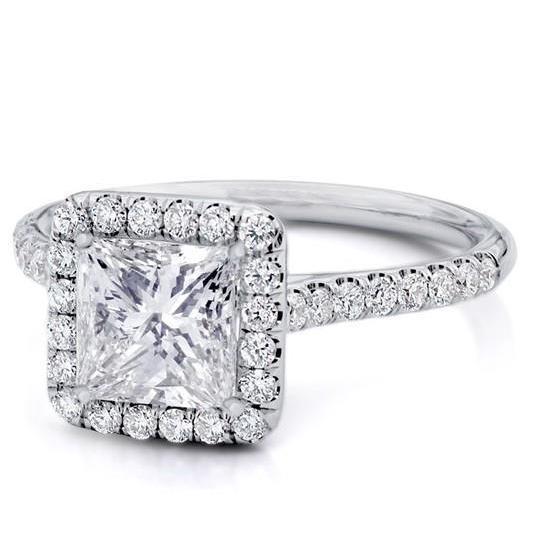 Bague Halo Anniversaire Naturel Diamant 3.85 Carats Or Blanc