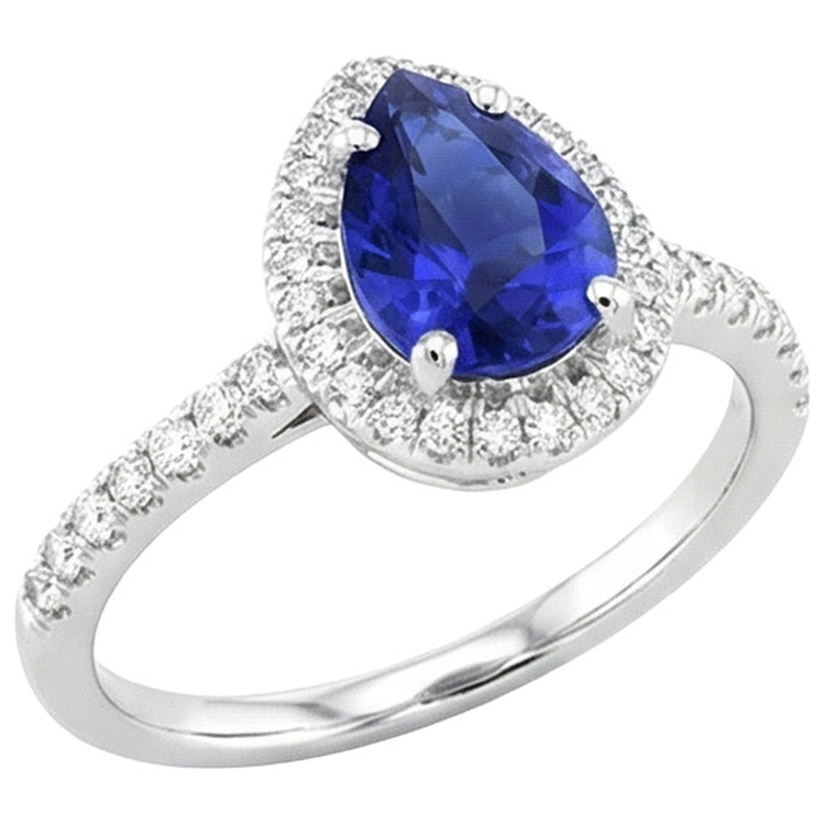 naturel pear diamant 3.25carats bague angle de côté