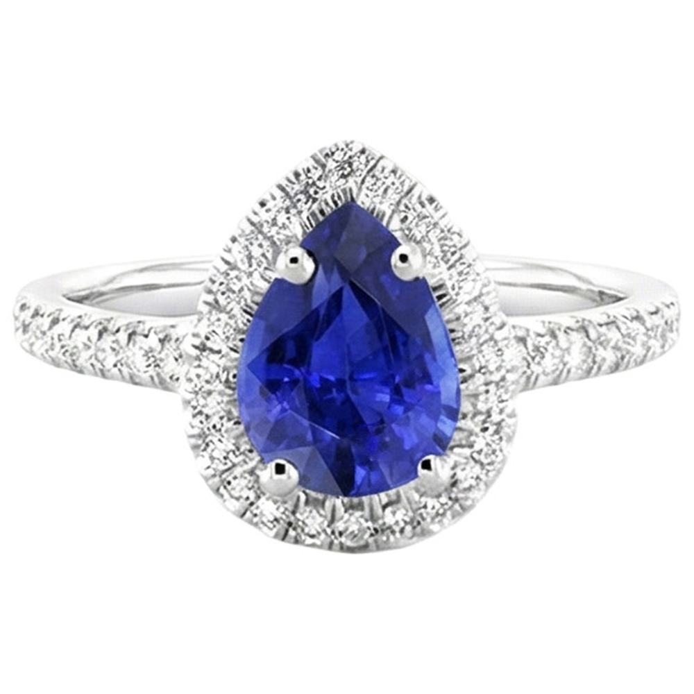 naturel pear diamant 3.25carats bague détail rapproché