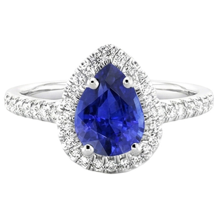 naturel pear diamant 3.25carats bague détail rapproché
