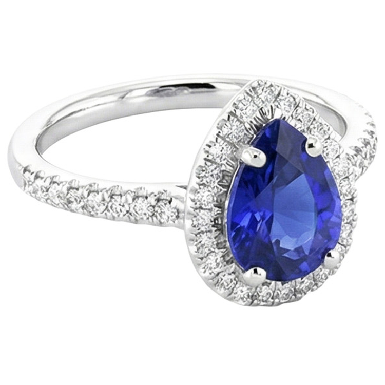 naturel pear diamant 3.25carats bague vue de dessus