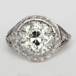Bague Halo Anniversaire Ronde Réel Diamants Taille Vieille Mine 4.25 Carats