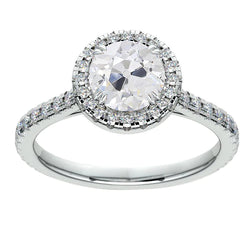 Bague Halo Anniversaire Ronde Réel Diamants Taille Vieille Mine 4.50 Carats