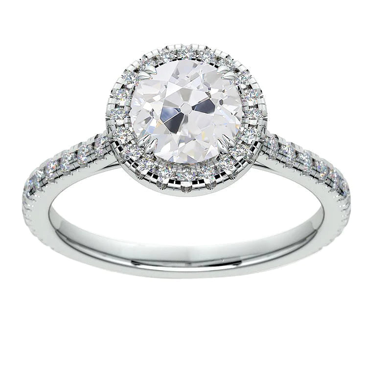 Bague Halo Anniversaire Ronde Réel Diamants Taille Vieille Mine 4.50 Carats