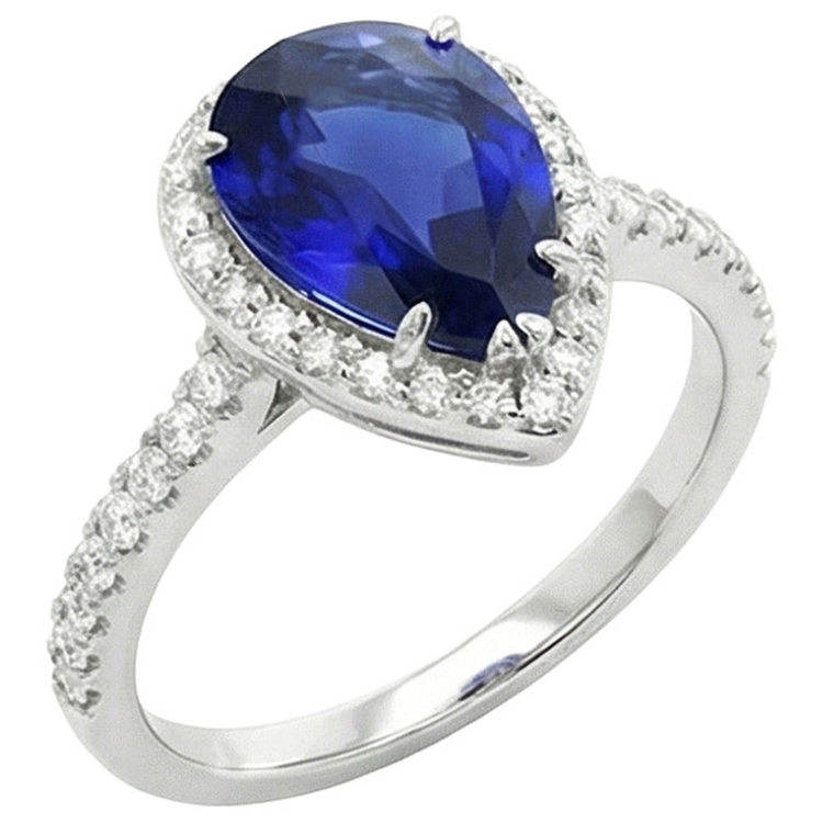 naturel pear diamant 4.50carats bague vue de face