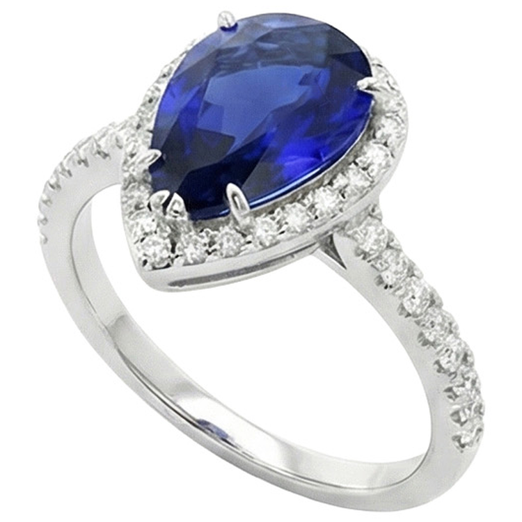 naturel pear diamant 4.50carats bague angle de côté