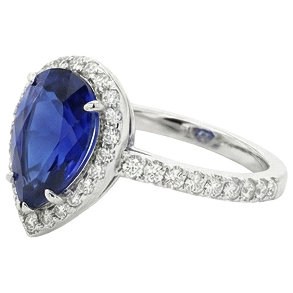 naturel pear diamant 4.50carats bague détail rapproché