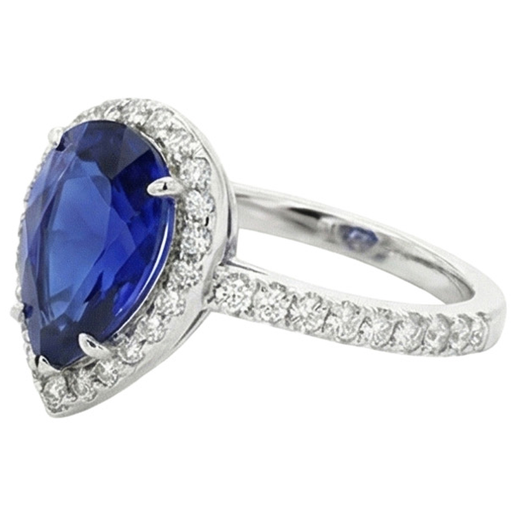 naturel pear diamant 4.50carats bague détail rapproché