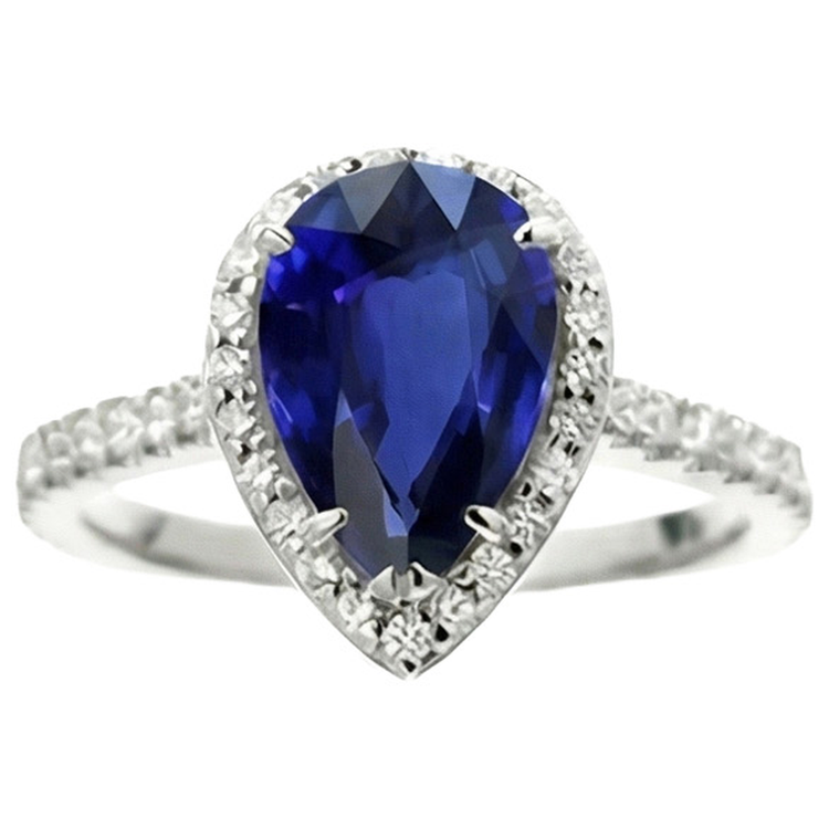 naturel pear diamant 4.50carats bague vue de profil