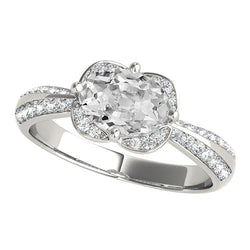 Bague Halo Avec Accents Naturel Diamant Rond & Ovale Taille Vieille Mine 5.40 Carats