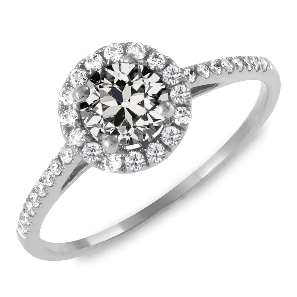 Bague Halo Avec Accents Réel Diamant Rond Taille Vieille Mine 4.50 Carats