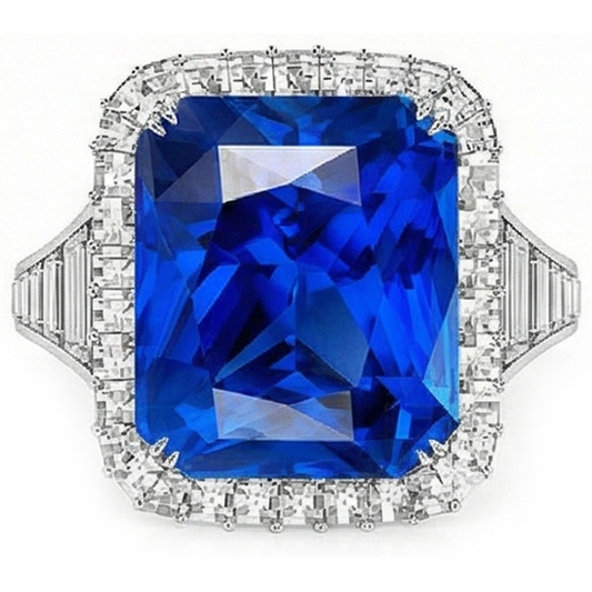 naturel radiant saphir 5carats bague angle de côté