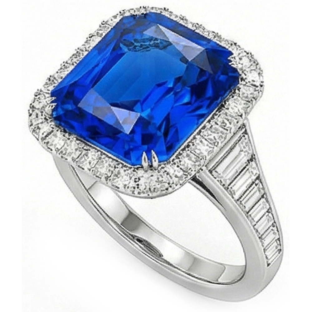 naturel radiant saphir 5carats bague détail rapproché