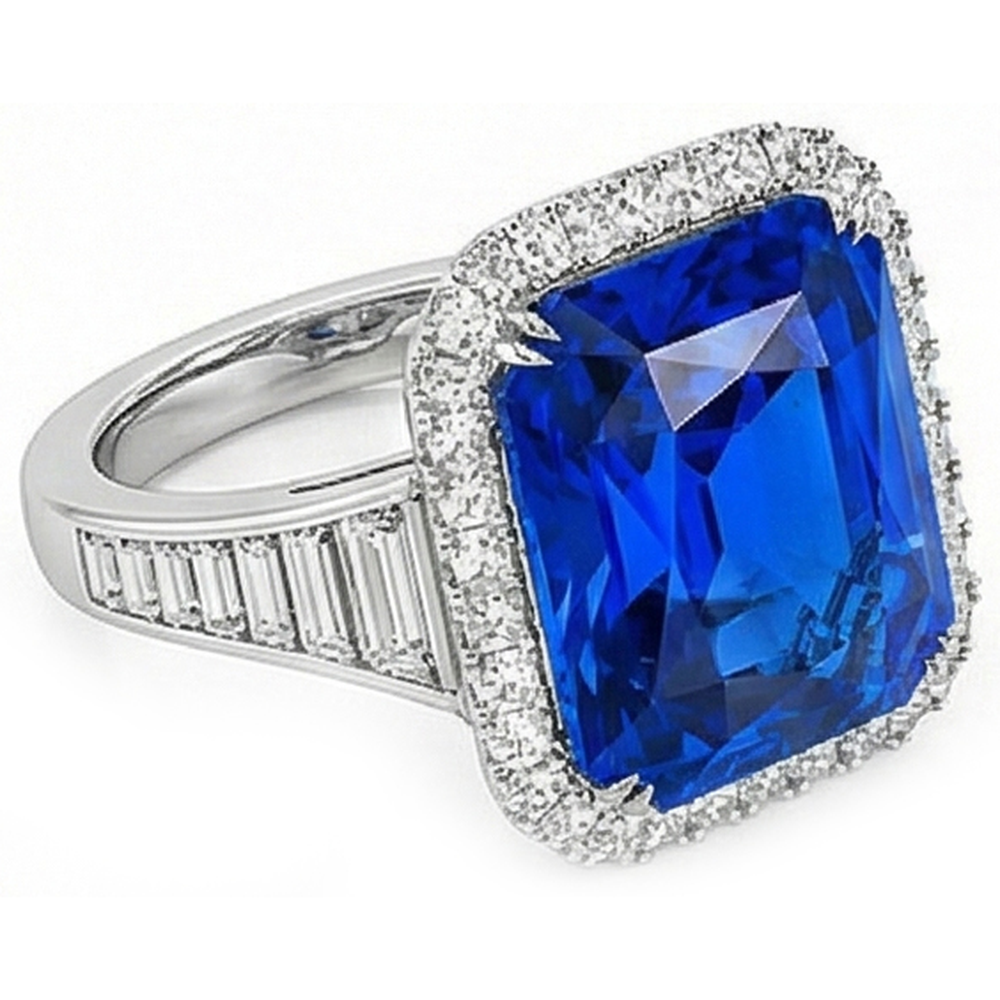 naturel radiant saphir 5carats bague vue de face