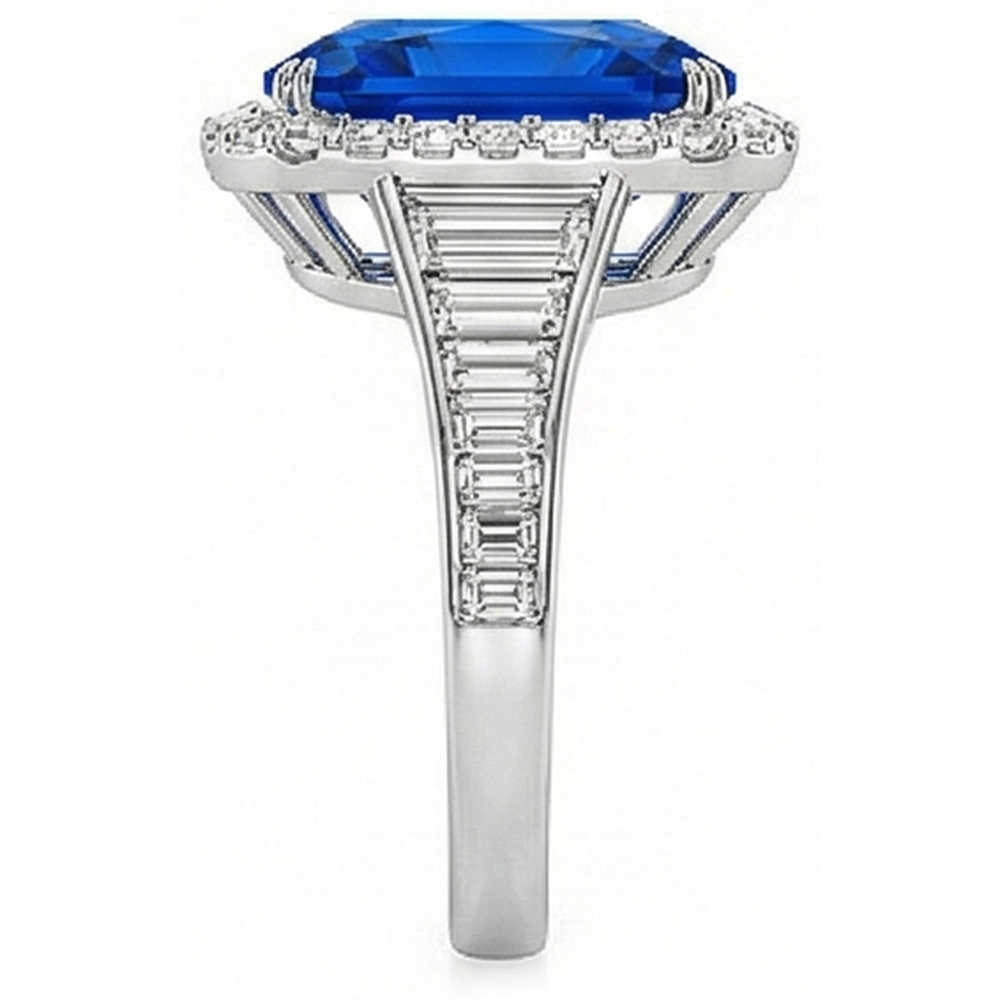 naturel radiant saphir 5carats bague vue de dessus
