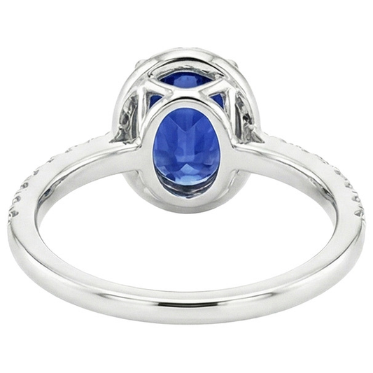 Bague Halo Ceylan Saphir Taille Ovale & Diamants Ronds 3.25 Carats
